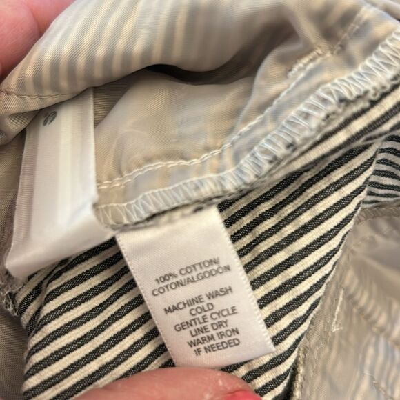 Loft brown white striped cuffed ankle pants Size 10 EUC - Picture 7 of 10